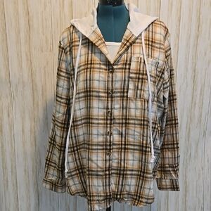 Plaid Hooded Women's Top